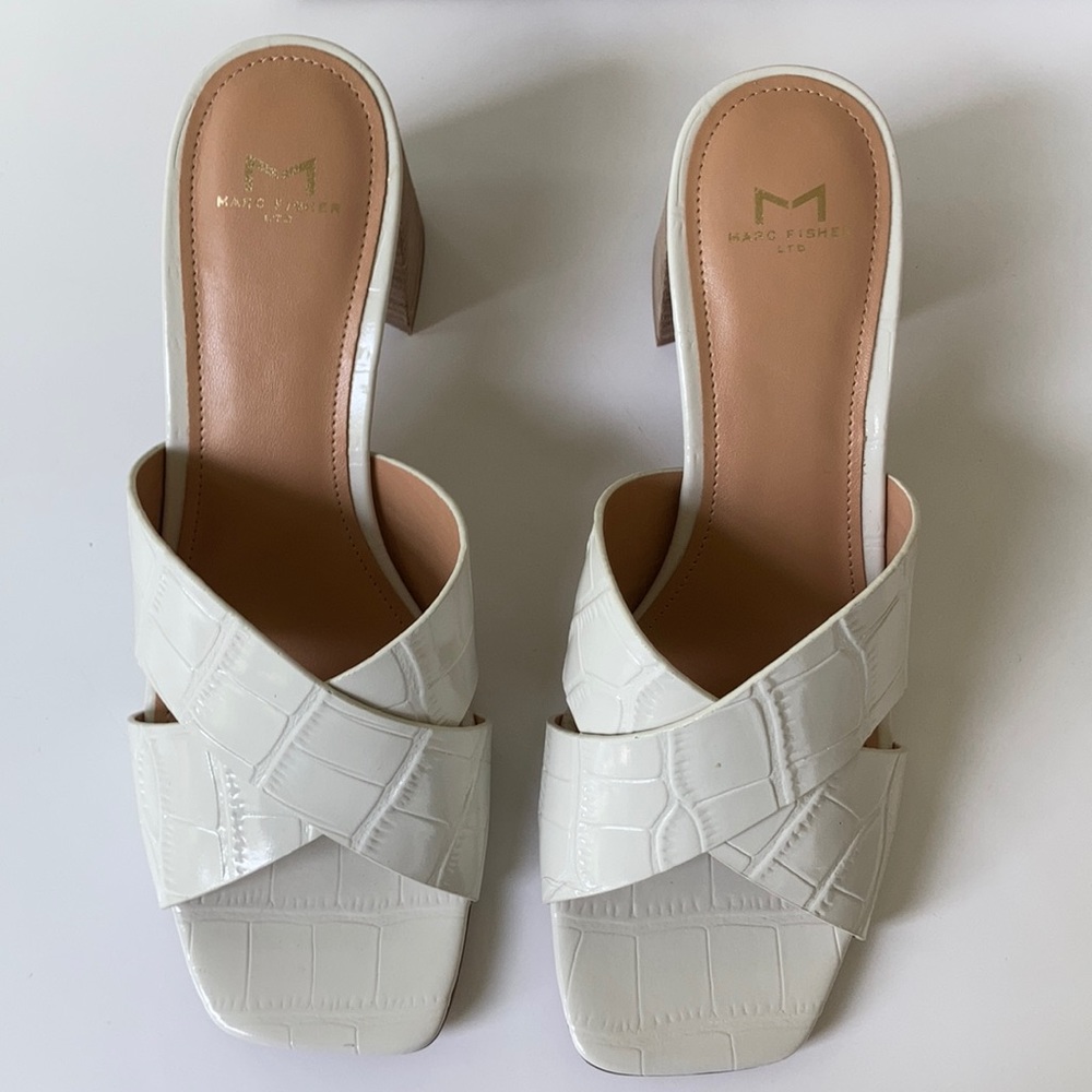 Marc Fisher Ivory Leather Sandals